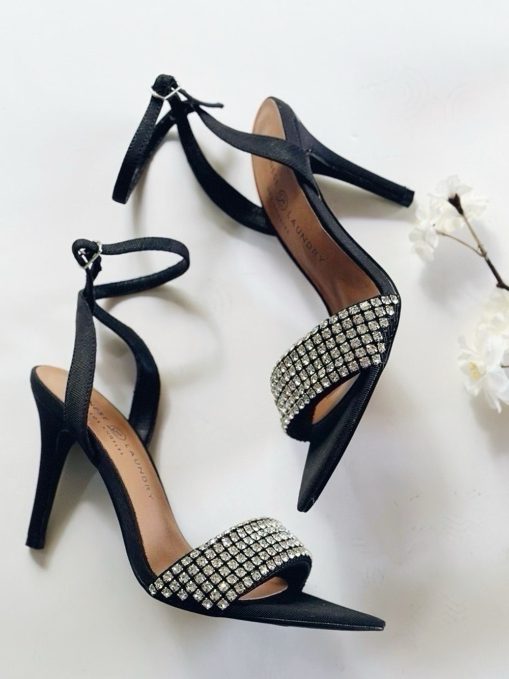 New Chinese Laundry Women’s Justine Sandal Black Rhinestones Ankle Strap - Picture 8 of 12